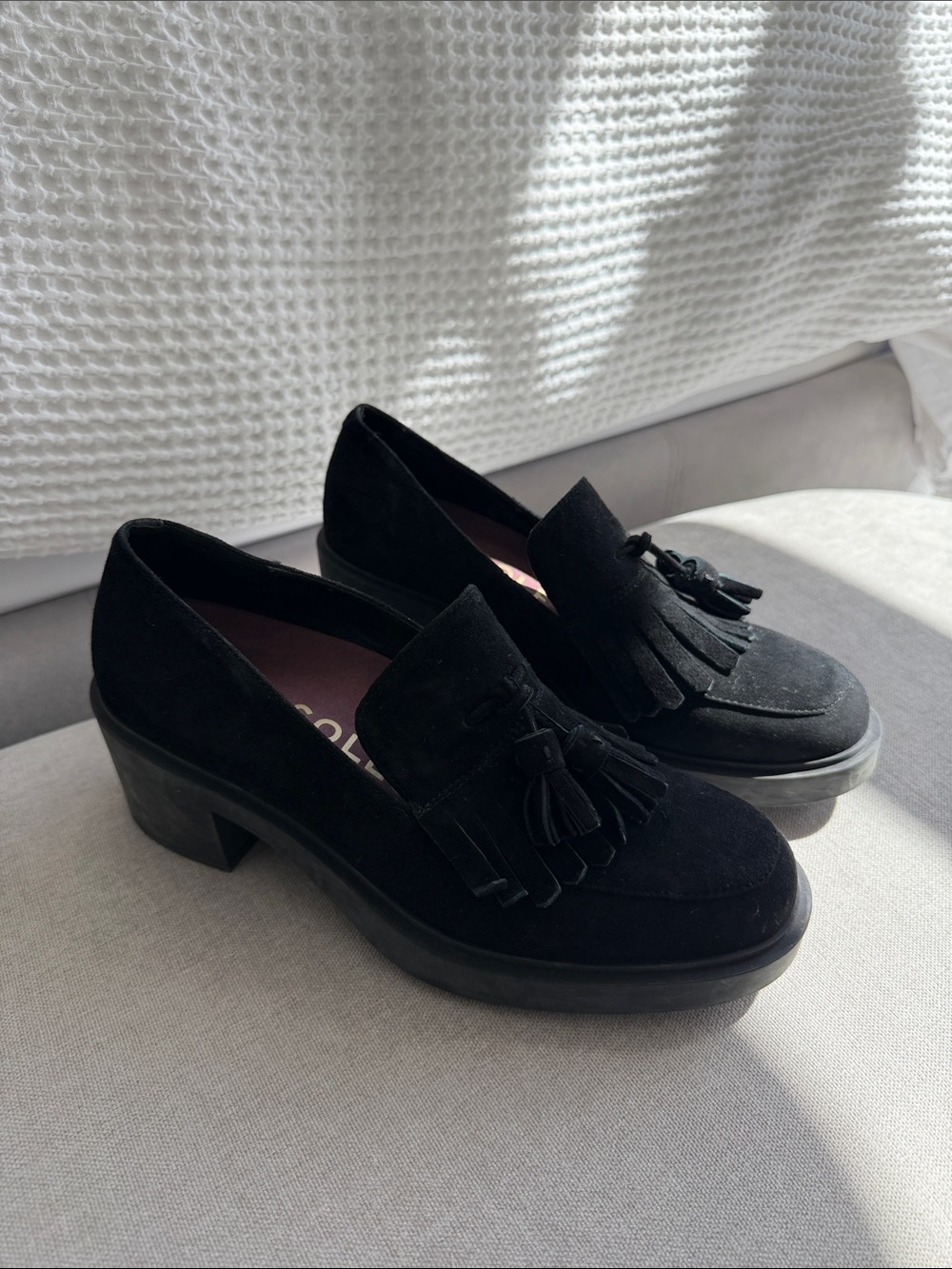 Aerosoles Suede Tassel Loafers (8) Black
